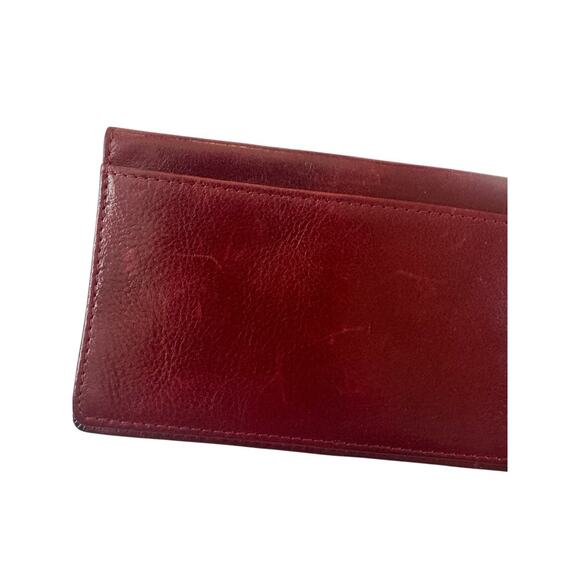 Vintage Fossil Checkbook Cover Card Holder Burgundy Leather Fold Wallet #5371 - Picture 3 of 8